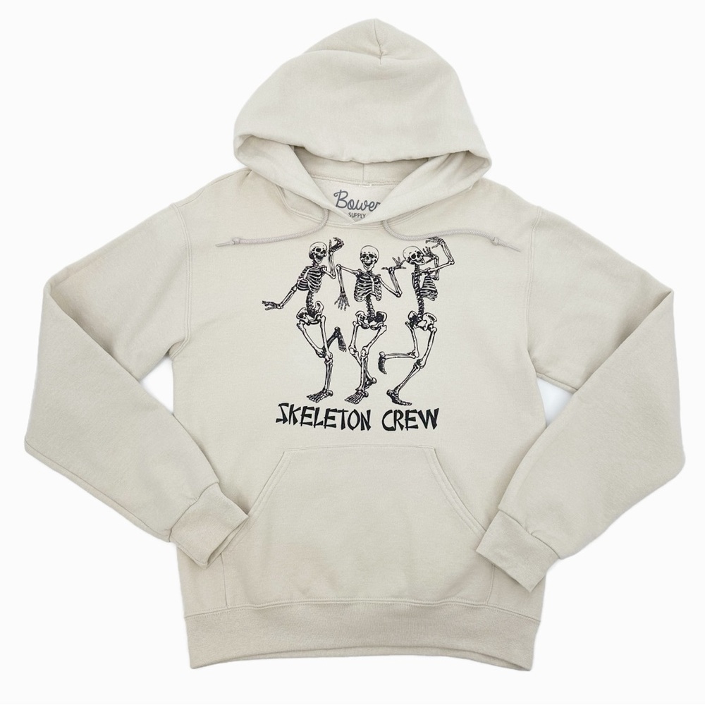 Bowery Supply Co. Skeleton Crew Graphic Hoodie Beige Size Small - Picture 9 of 9